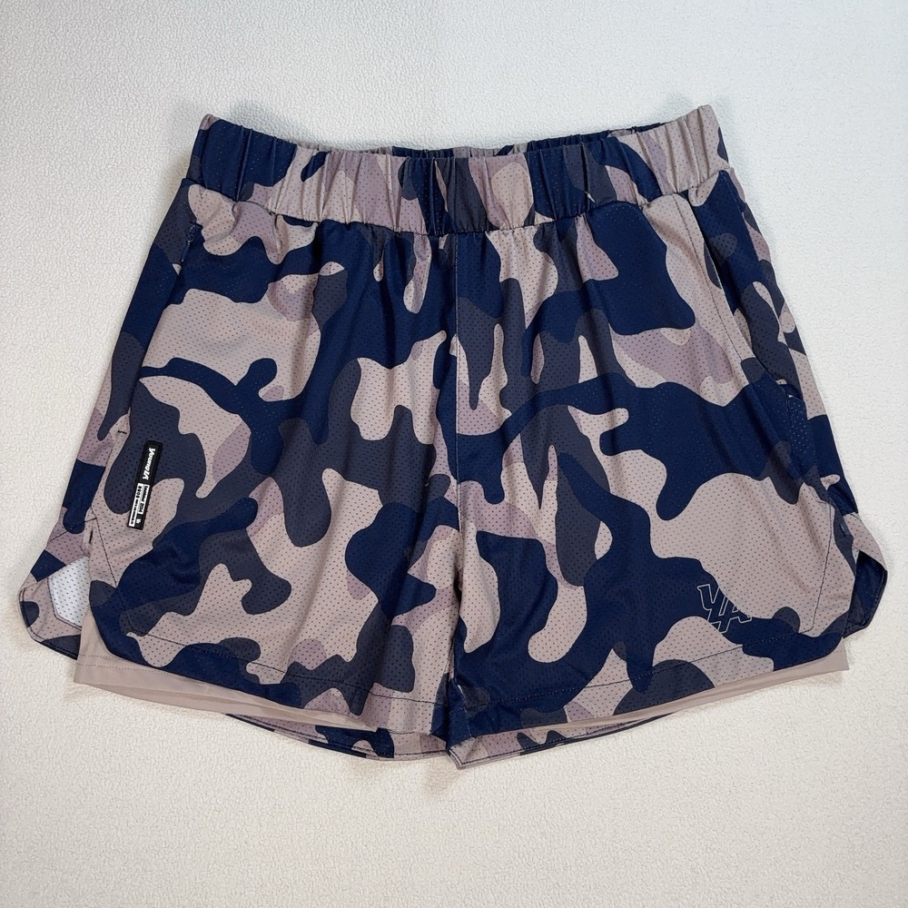 YoungLA 4" Compression Lined Shorts Men's L Navy Purple Beige Drawstring 105